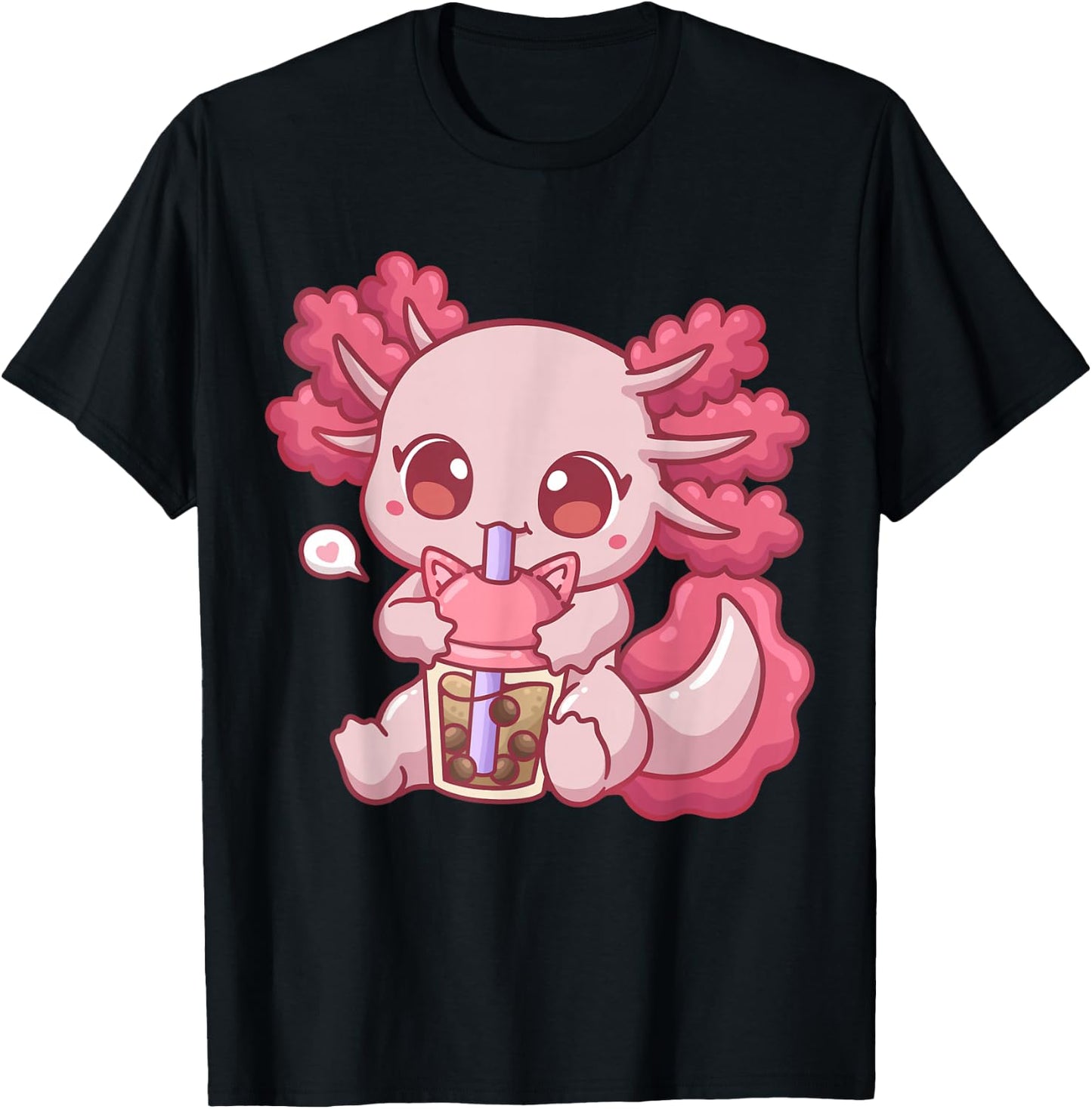 Axolotl Bubble Tea Boba Tea Anime T-Shirt - T-Shirt | Black
