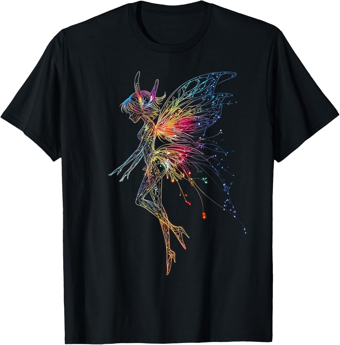 Fairy Mythical Graphic Fantasy Illustration Fairy , Black, S T-Shirt - T-Shirt | Black