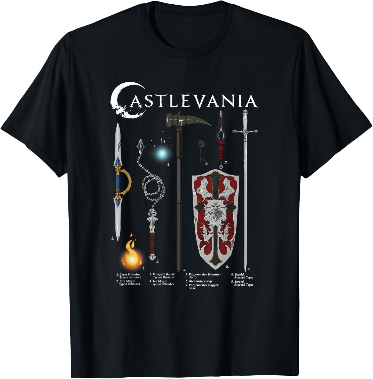 Castlevania Weapons Textbook Poster T-Shirt - T-Shirt | Black