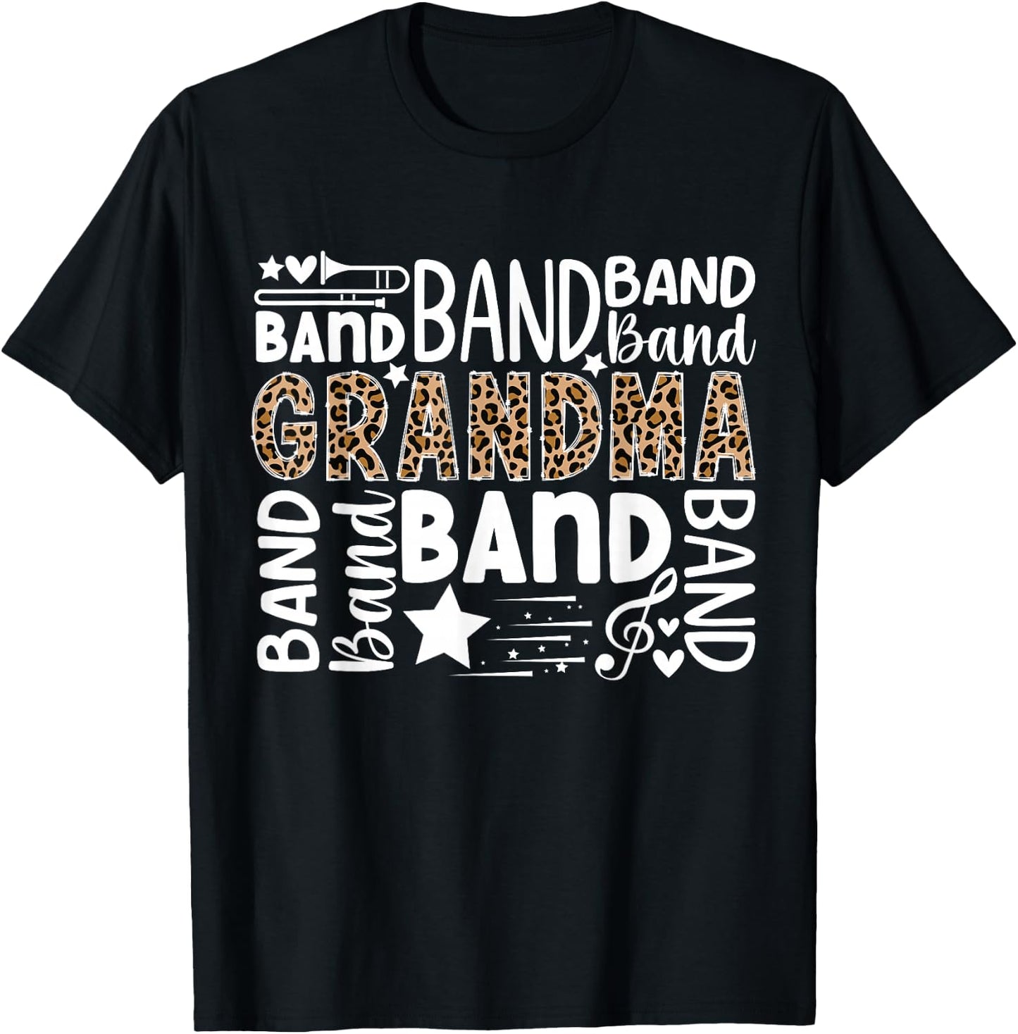 Band Grandma Leopard Marching Band Grandma T-Shirt - T-Shirt | Black