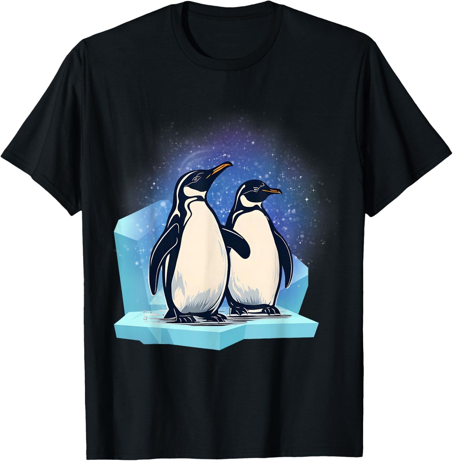 Penguins on the Ice Floe Two Penguins Cute Penguins T-Shirt - T-Shirt | Black