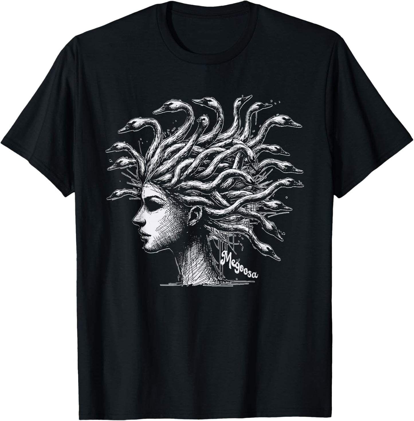 Funny Pun Medusa Snakes Greek Mythology Gorgon Megoosa T-Shirt - T-Shirt | Black
