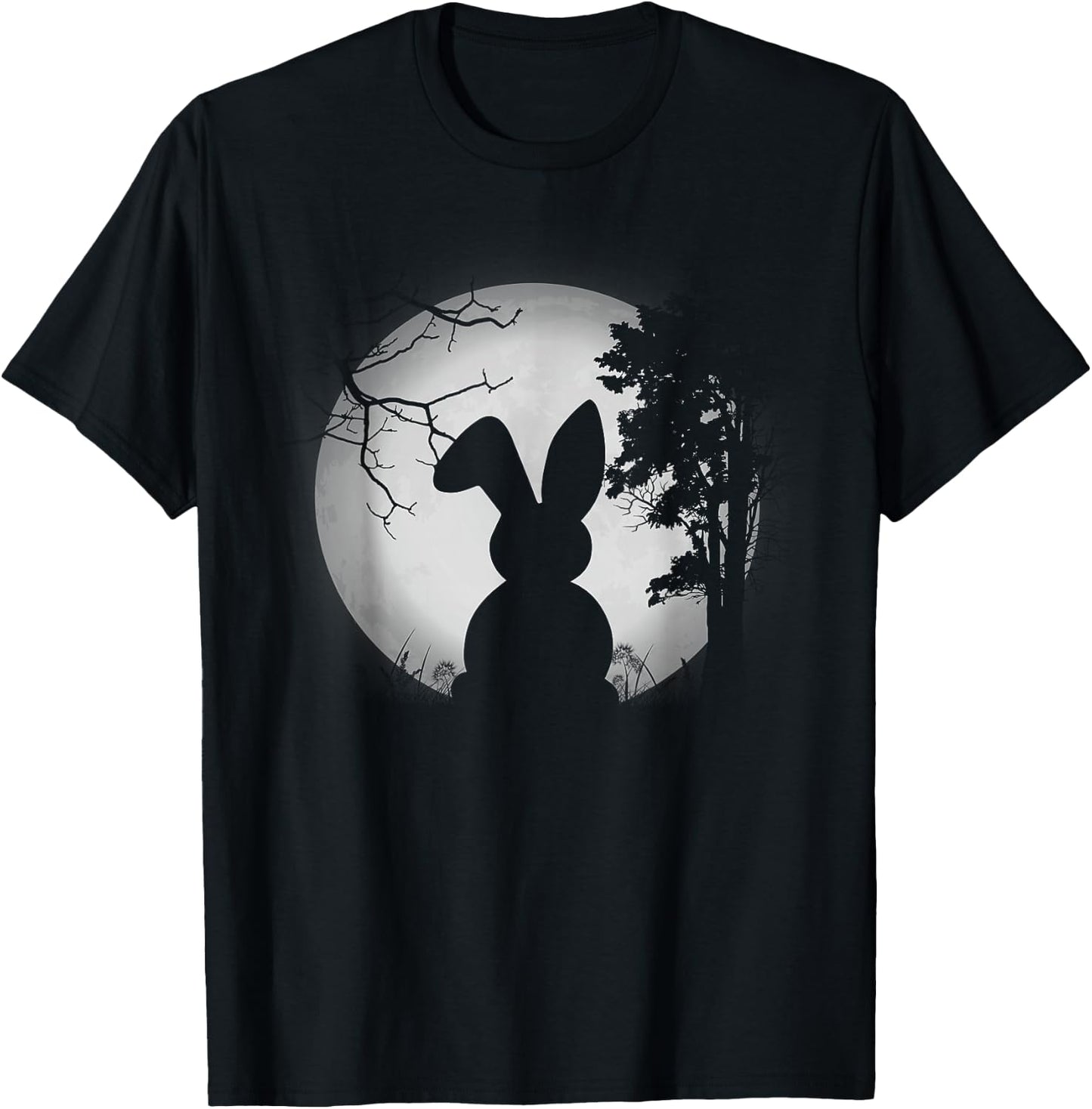 Cute Design Rabbit And Moon Rabbit Lover Men Women T-Shirt - T-Shirt | Black