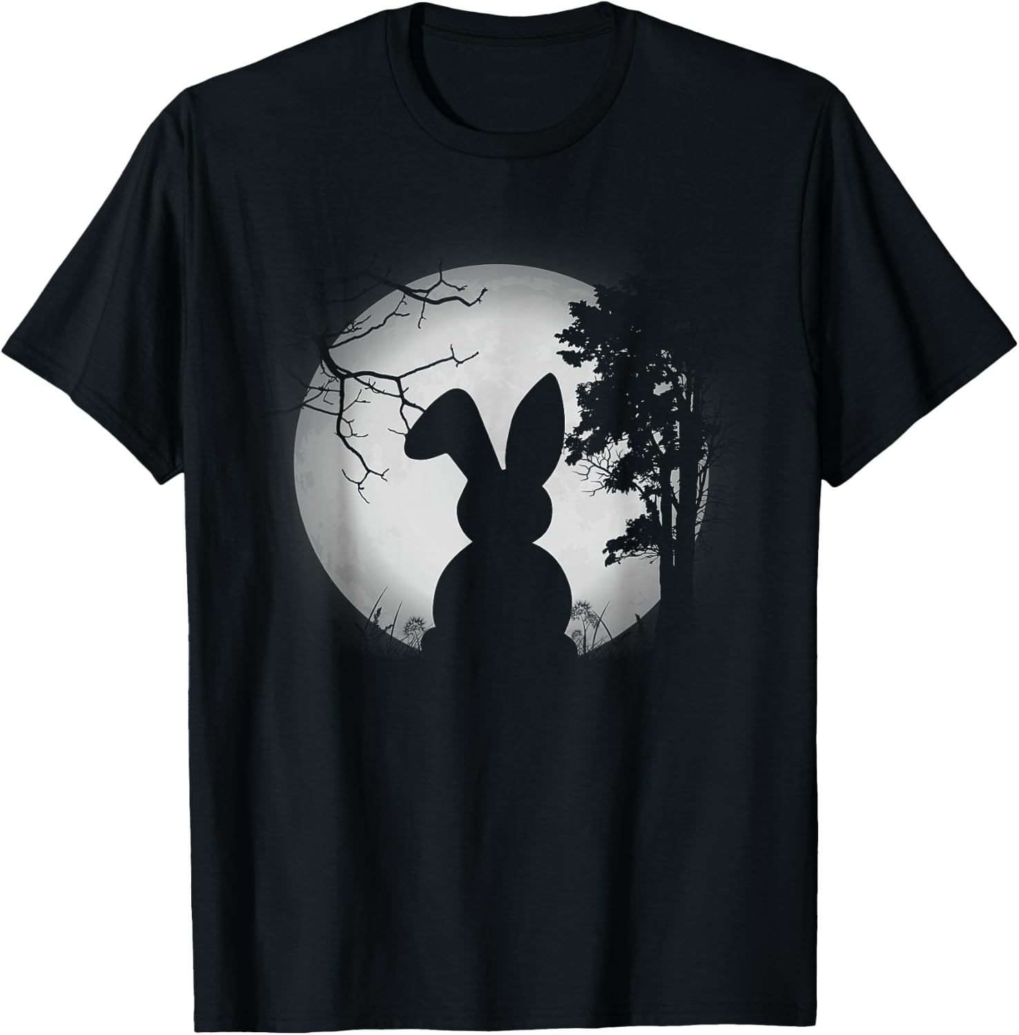 Cute Design Rabbit And Moon Rabbit Lover Men Women T-Shirt - T-Shirt | Black