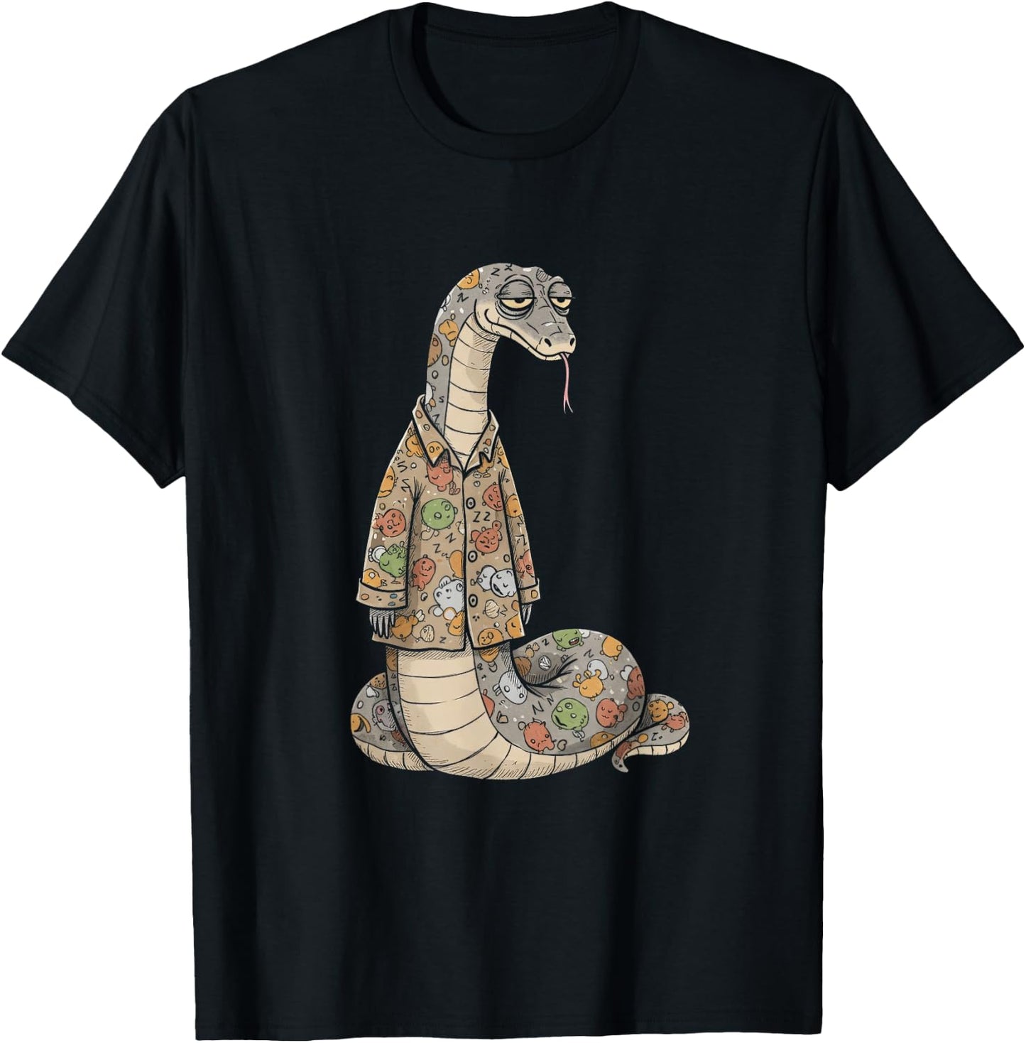 Funny Sleepy Snake Pajama Women Men Kids Boys And Girls T-Shirt - T-Shirt | Black