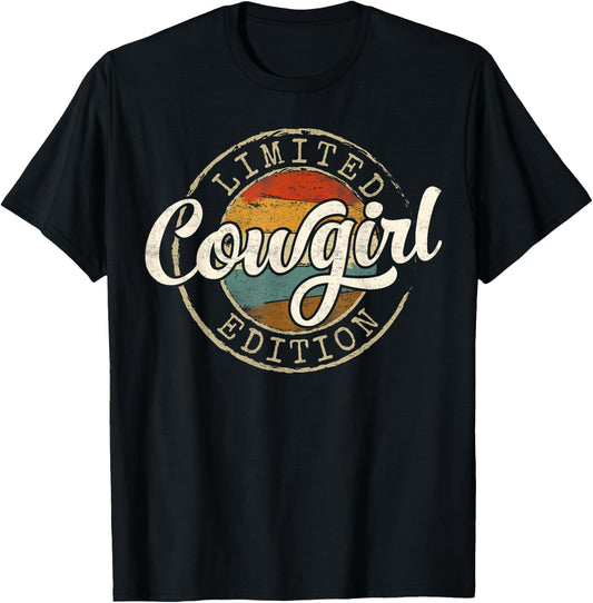 Cowgirl Limited Edition Vintage Stamp Western Rancher T-Shirt - T-Shirt | Black