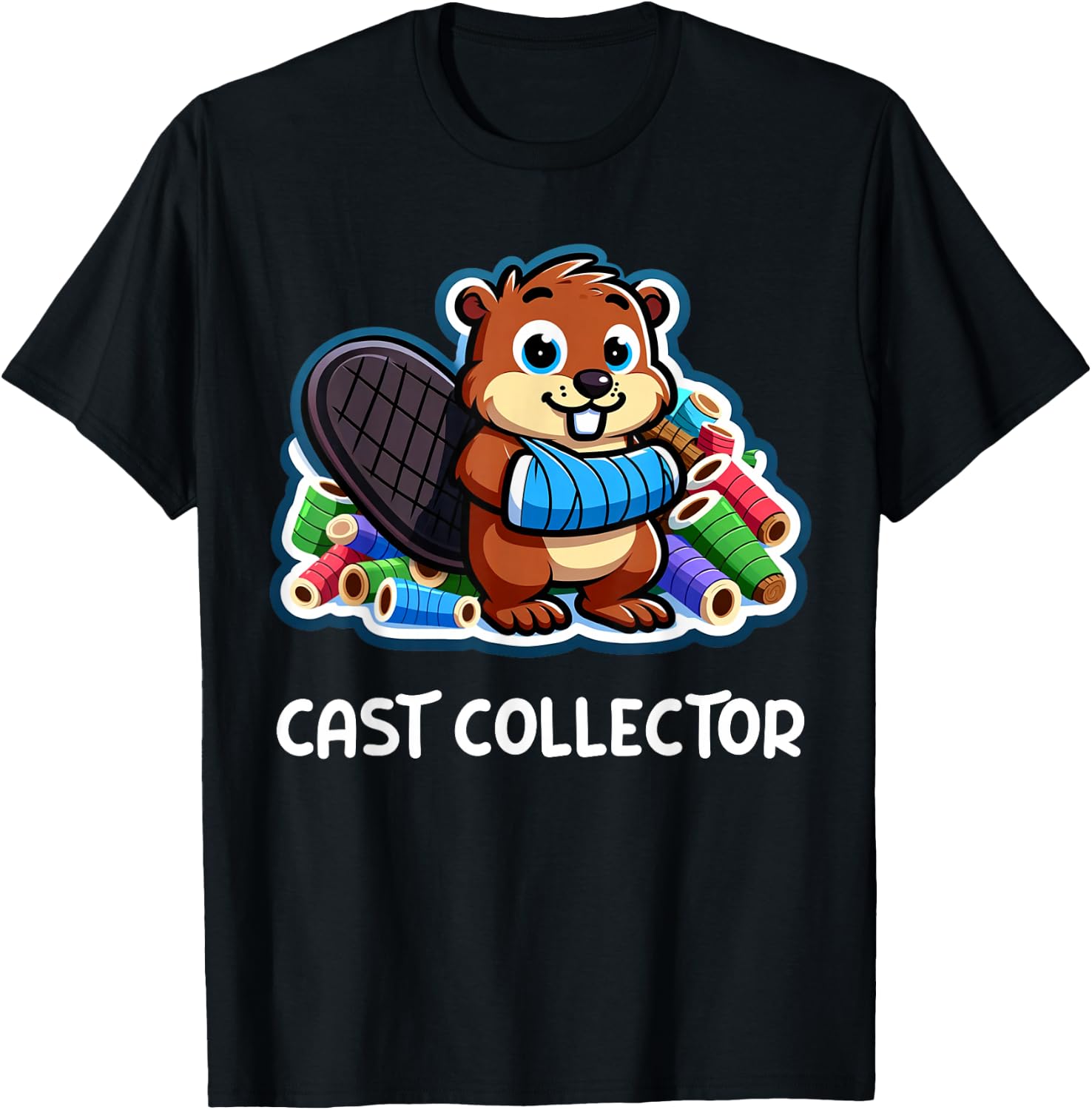 Funny Cast Collector Fun Broken Arm Gifts For Kids T-Shirt - T-Shirt | Black