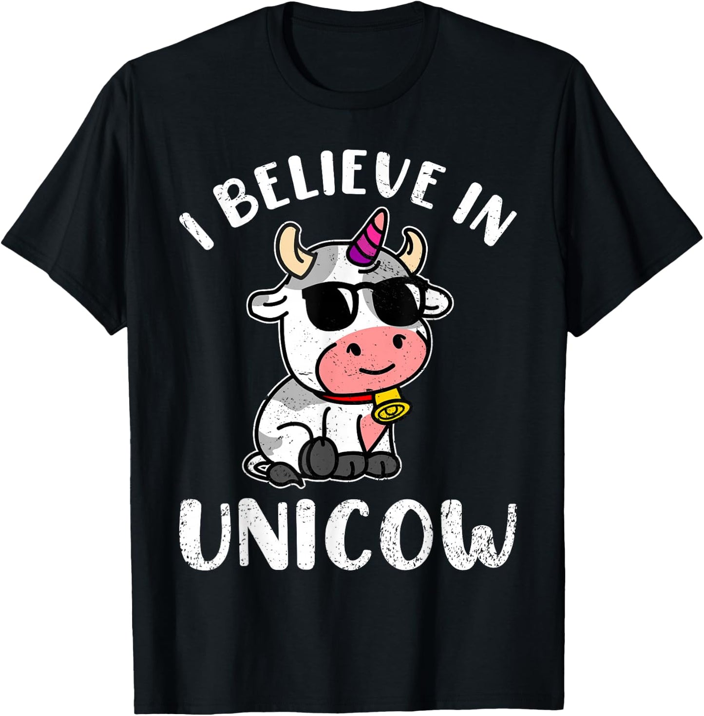 Believe In Unicow Funny Shirts Dairy Farmer Cattle Rancher T-Shirt - T-Shirt | Black