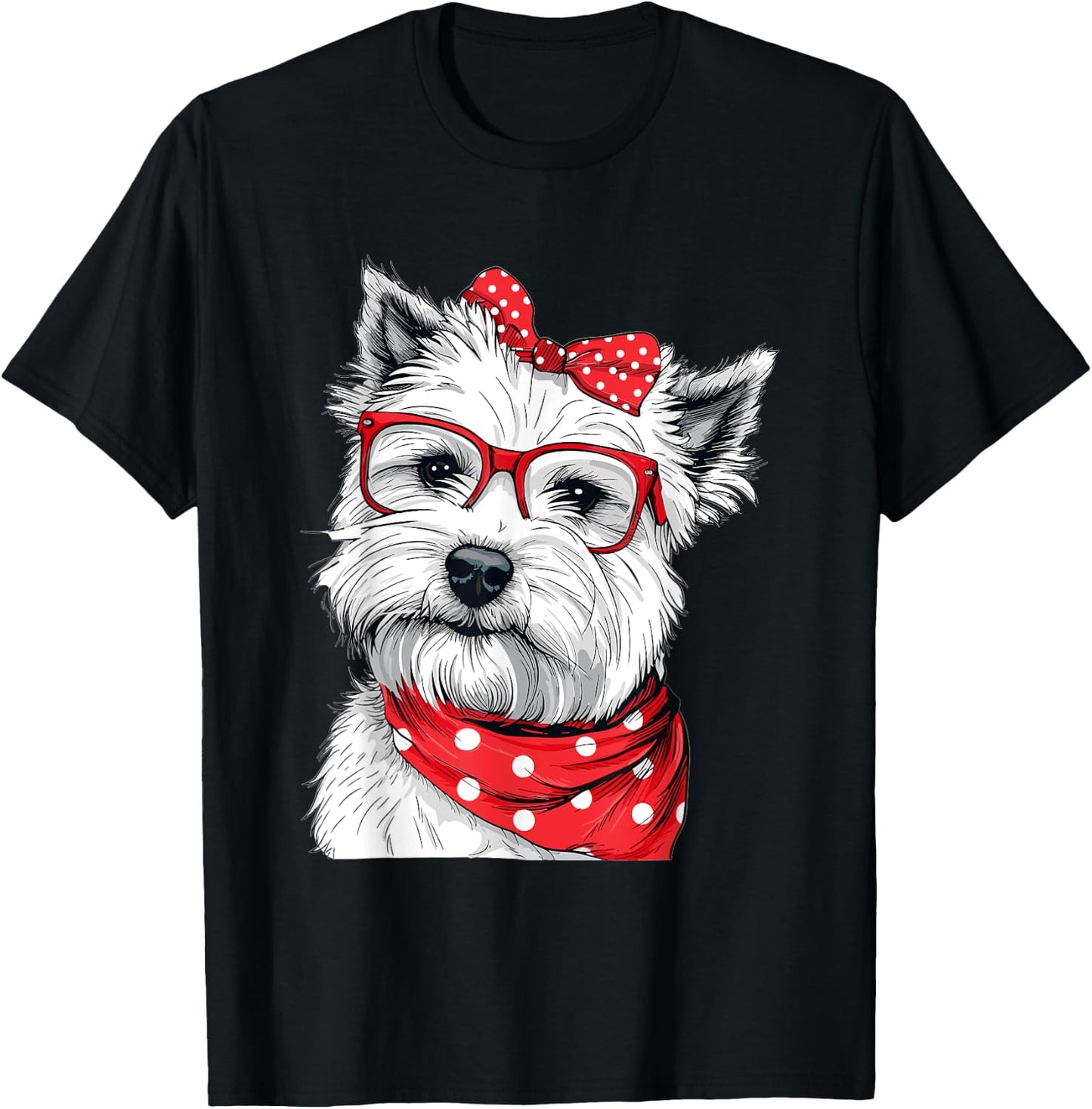West Highland White Terrier Bandana Dog Breed Westie Women Girls Kids T-Shirt - T-Shirt | Black