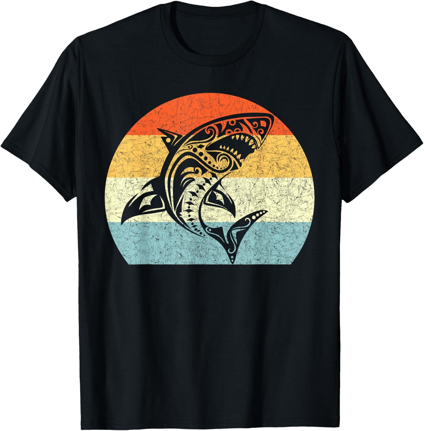Shark Vintage Retro Throwback Vacation T-Shirt - T-Shirt | Black