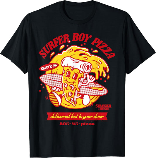 Stranger Things Surfer Boy Pizza Delivery Hot Surf's Up T-Shirt - T-Shirt | Black