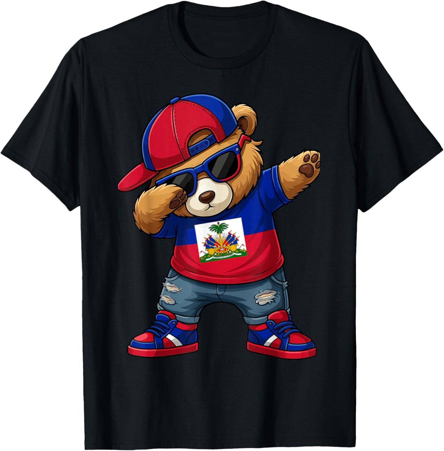 Ours Haïtien Patriotique Haïti Dab Garçons Enfants 2026 T-Shirt - T-Shirt | Black