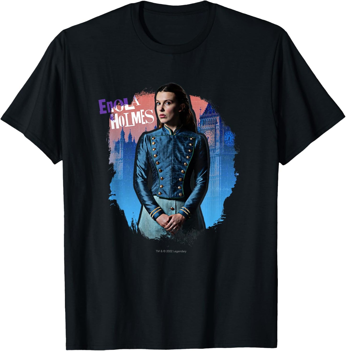 Enola Holmes - Enola (Millie Bobby Brown) in London T-Shirt - T-Shirt | Black