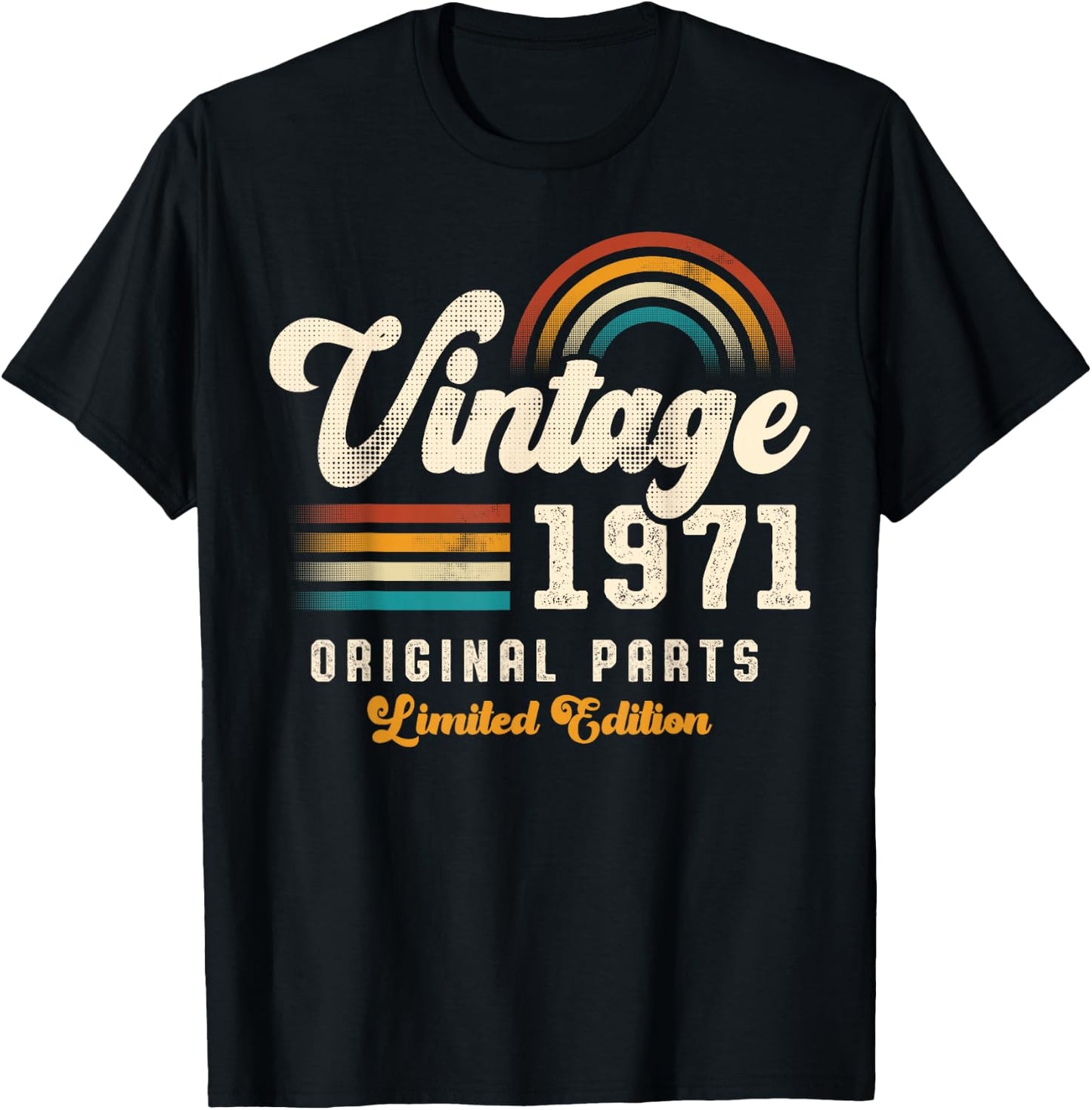 Vintage 1971 Original Parts 54th Anniversary Retro T-Shirt - T-Shirt | Black