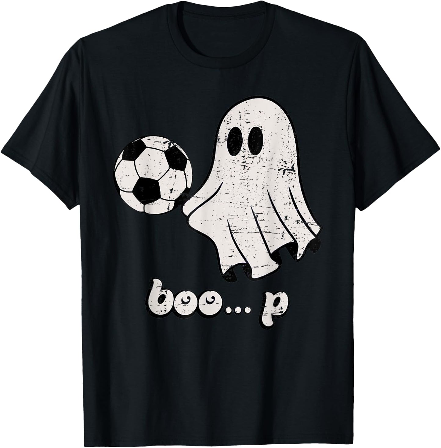 Cute Ghost Playing Football Soccer Player Halloween Costume T-Shirt - T-Shirt | Black