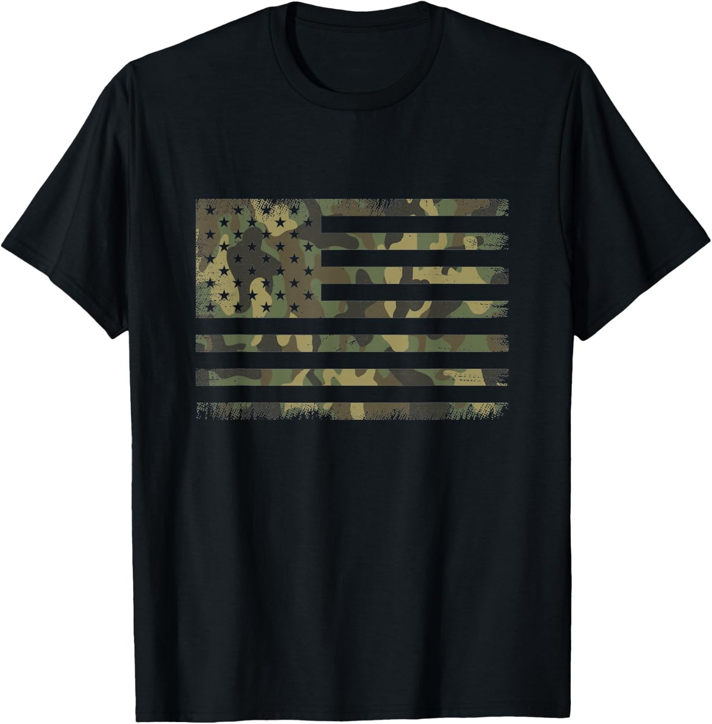 Camo American Flag USA Camouflage Men Boys Women Girls Kids T-Shirt - T-Shirt | Black