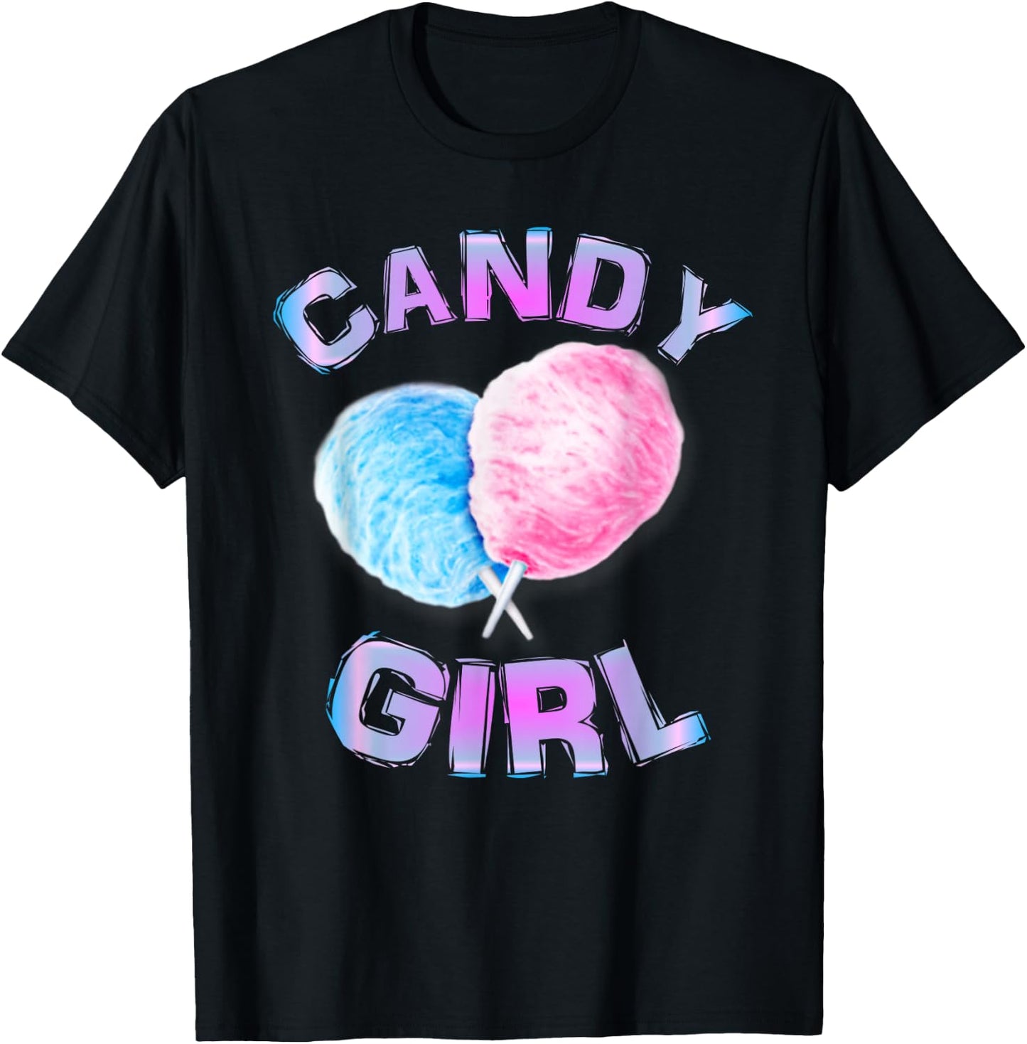 Cotton Candy Girl Cute Fun Girls Juniors Women Ages 3 to 63 T-Shirt - T-Shirt | Black