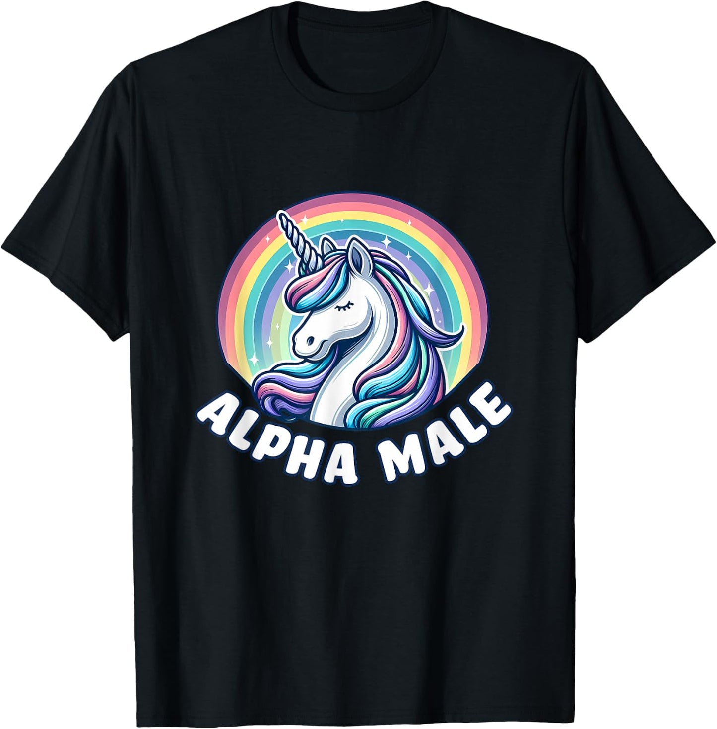 Funny Ironic Men Cute Alpha Male Unicorn , Black, S T-Shirt - T-Shirt | Black