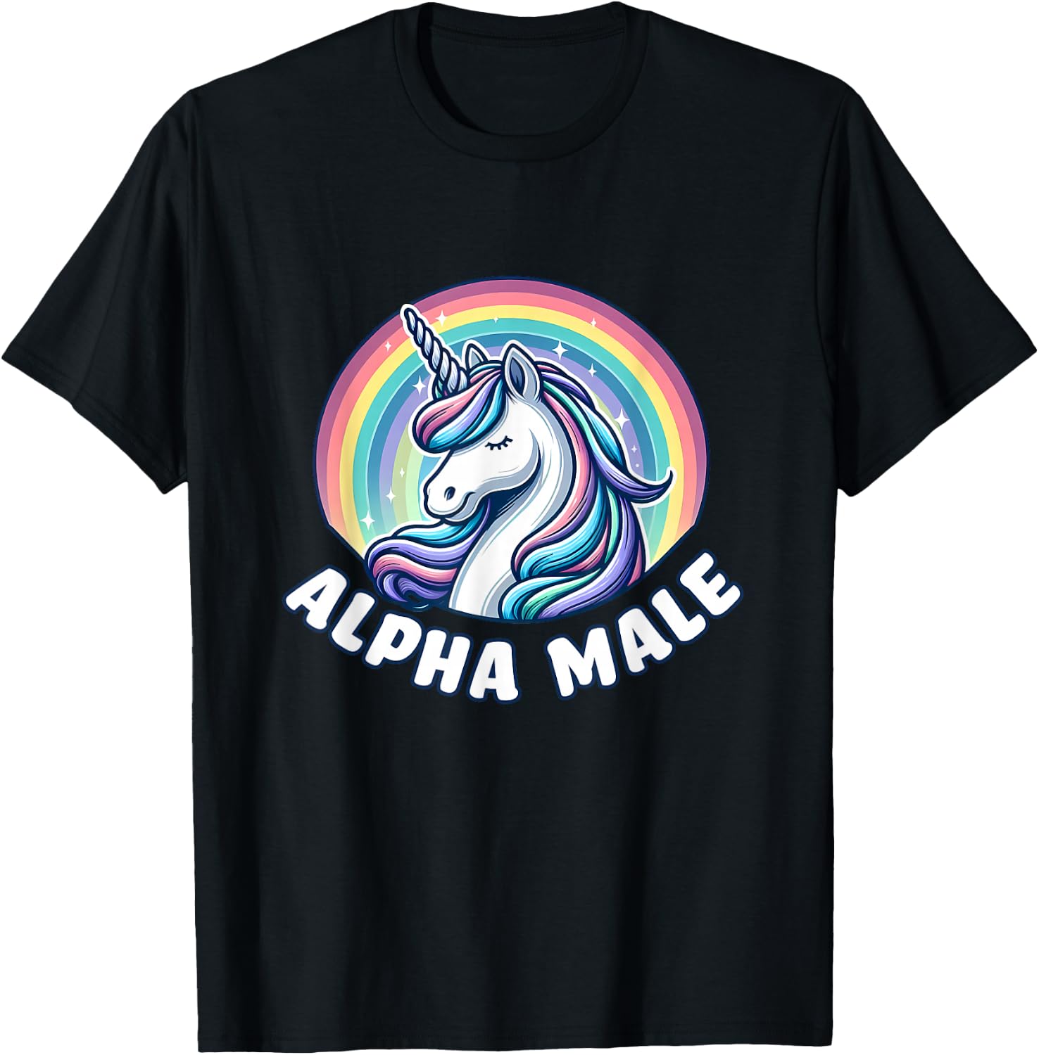 Funny Ironic Men Cute Alpha Male Unicorn , Black, S T-Shirt - T-Shirt | Black