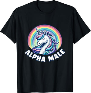 Funny Ironic Men Cute Alpha Male Unicorn , Black, S T-Shirt - T-Shirt | Black