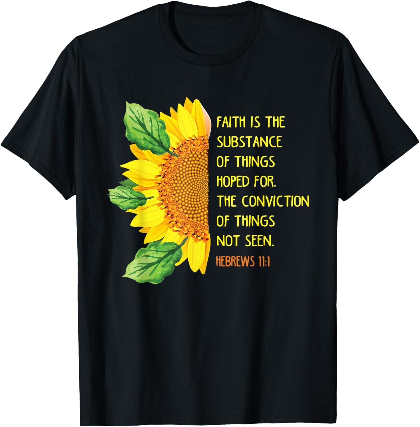 Hebrews 11:1 Christian Bible Verse Religious T-Shirt - T-Shirt | Black