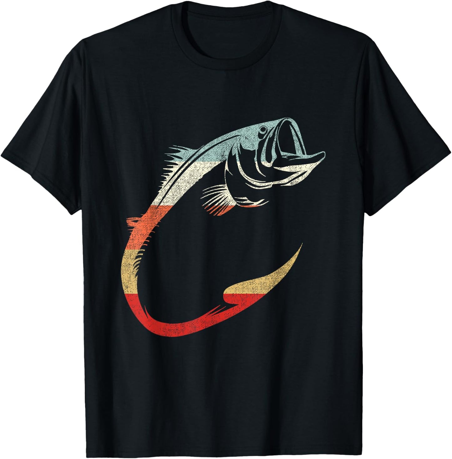 Minimal Cool Fish Hook Art for Unique Fishing Lovers T-Shirt - T-Shirt | Black