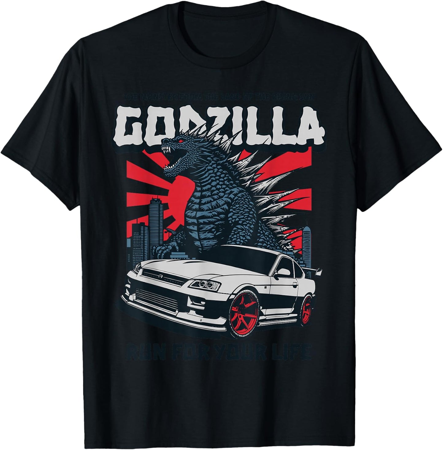 Godzilla - Run for Your Life Car T-Shirt - T-Shirt | Black