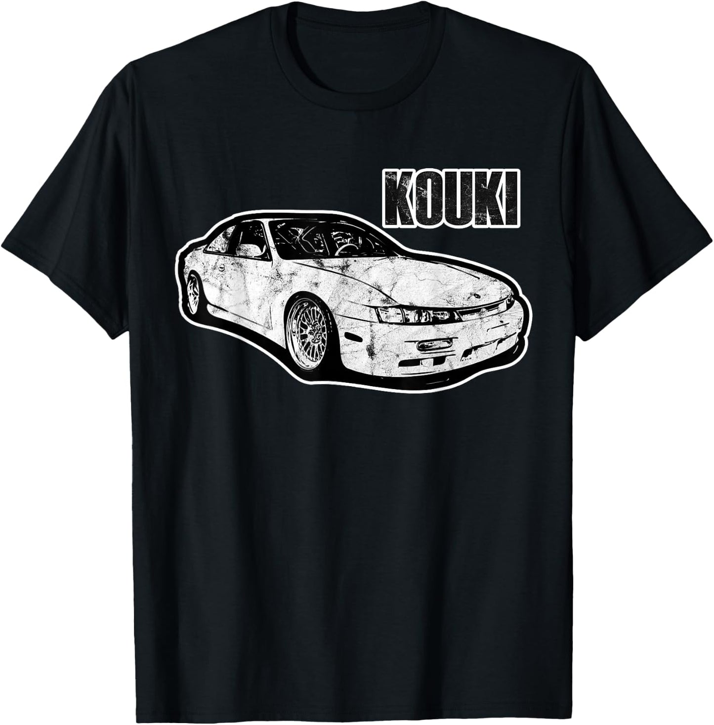 S14 Kouki JDM Drift Car Outlined 90s Classic Motorsports T-Shirt - T-Shirt | Black