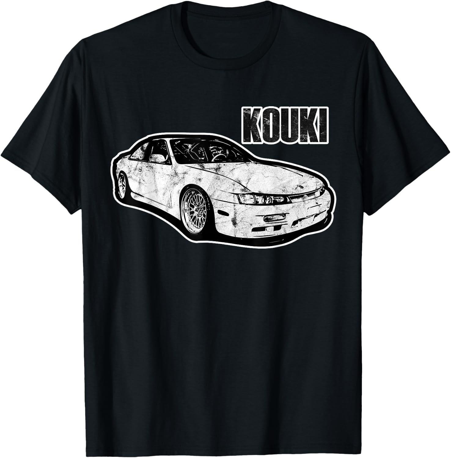 S14 Kouki JDM Drift Car Outlined 90s Classic Motorsports T-Shirt - T-Shirt | Black