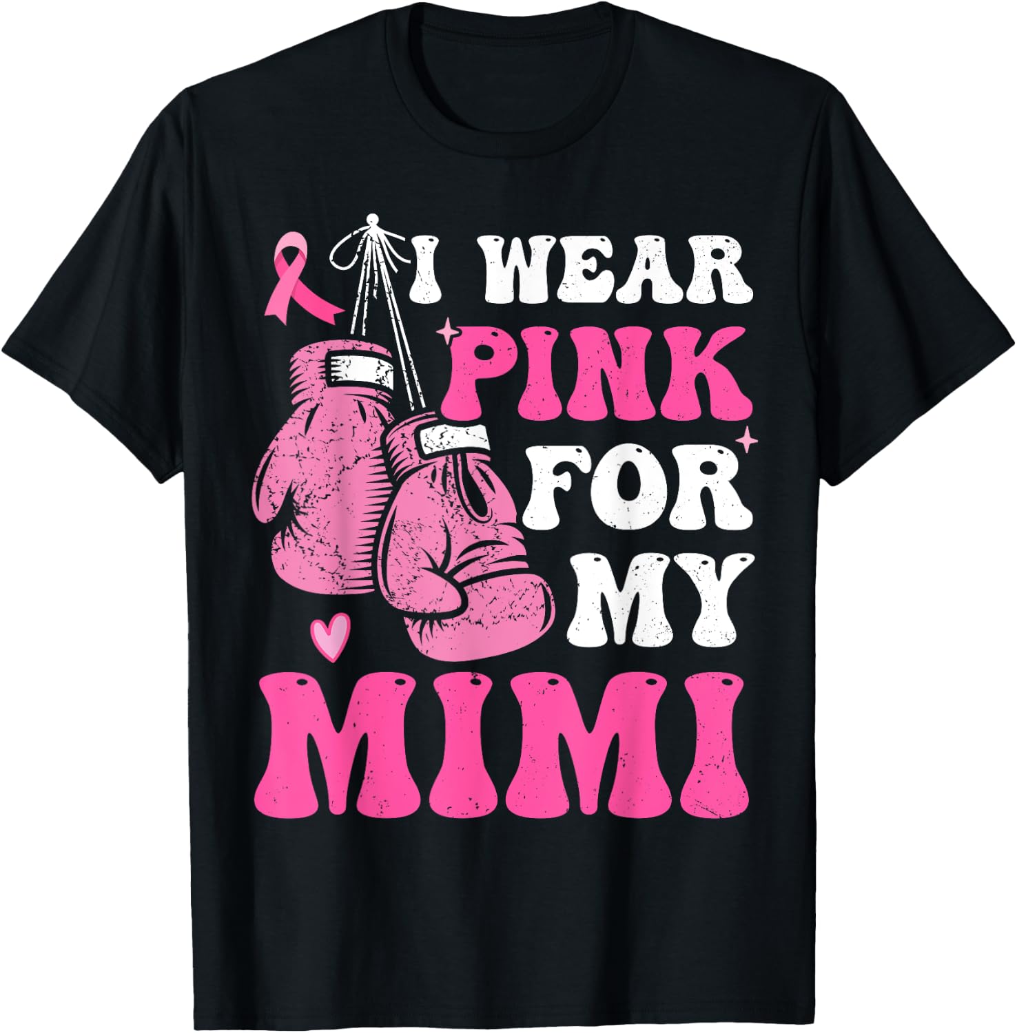 I Wear Pink For My Mimi Breast Cancer Mom Awareness Kids T-Shirt - T-Shirt | Black