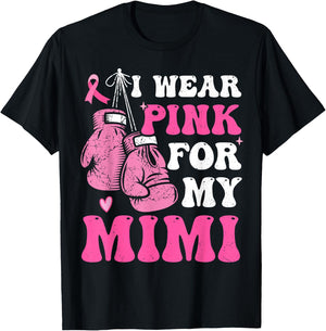 I Wear Pink For My Mimi Breast Cancer Mom Awareness Kids T-Shirt - T-Shirt | Black