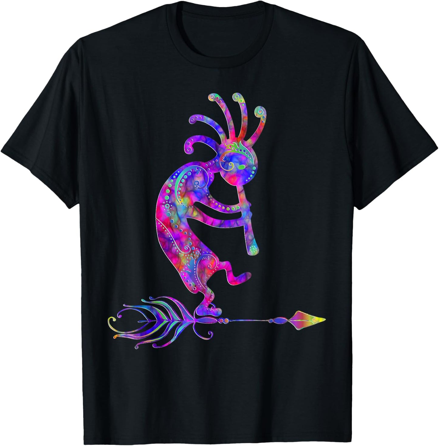 Native American Kokopelli with Feather 2 - Fan Fun T-Shirt - T-Shirt | Black