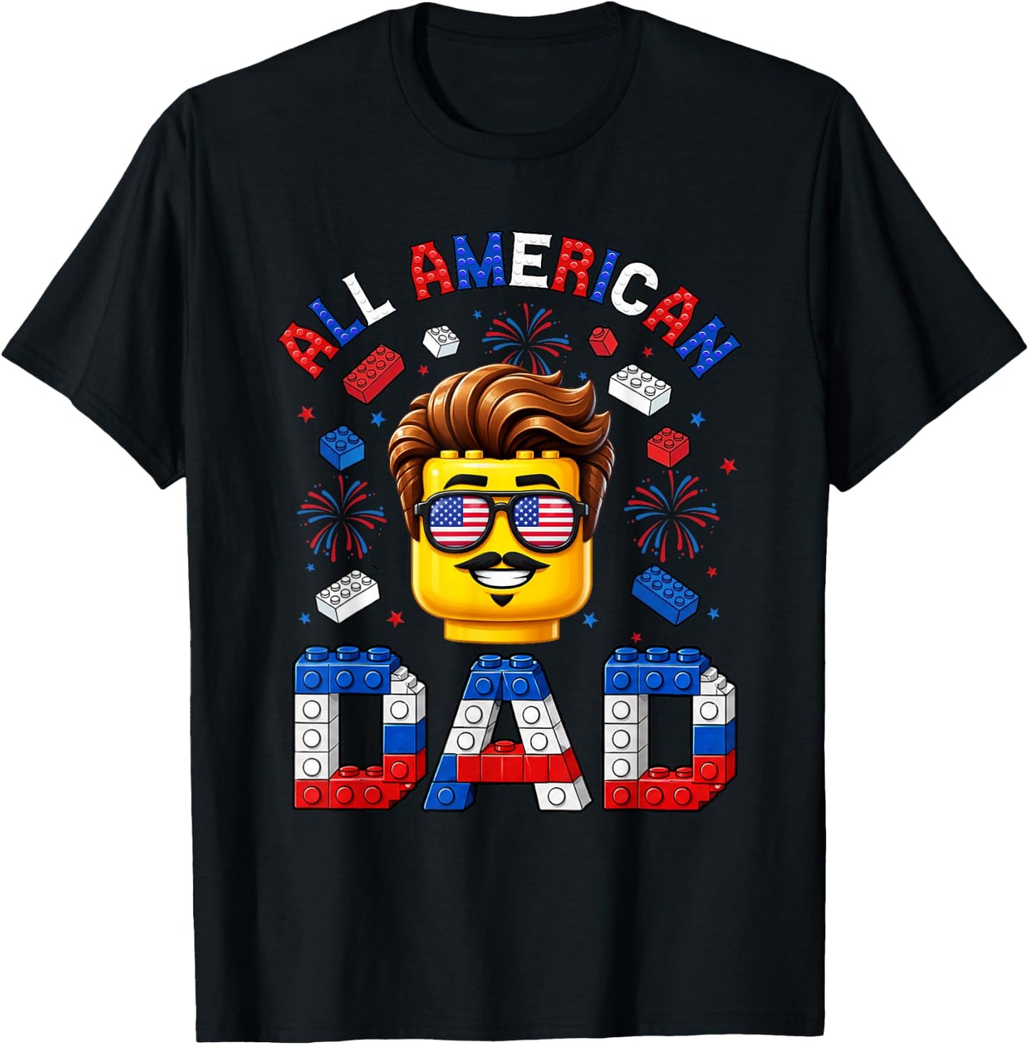 All American Dad 4th of July Master Builder Family Matching T-Shirt - T-Shirt | Black