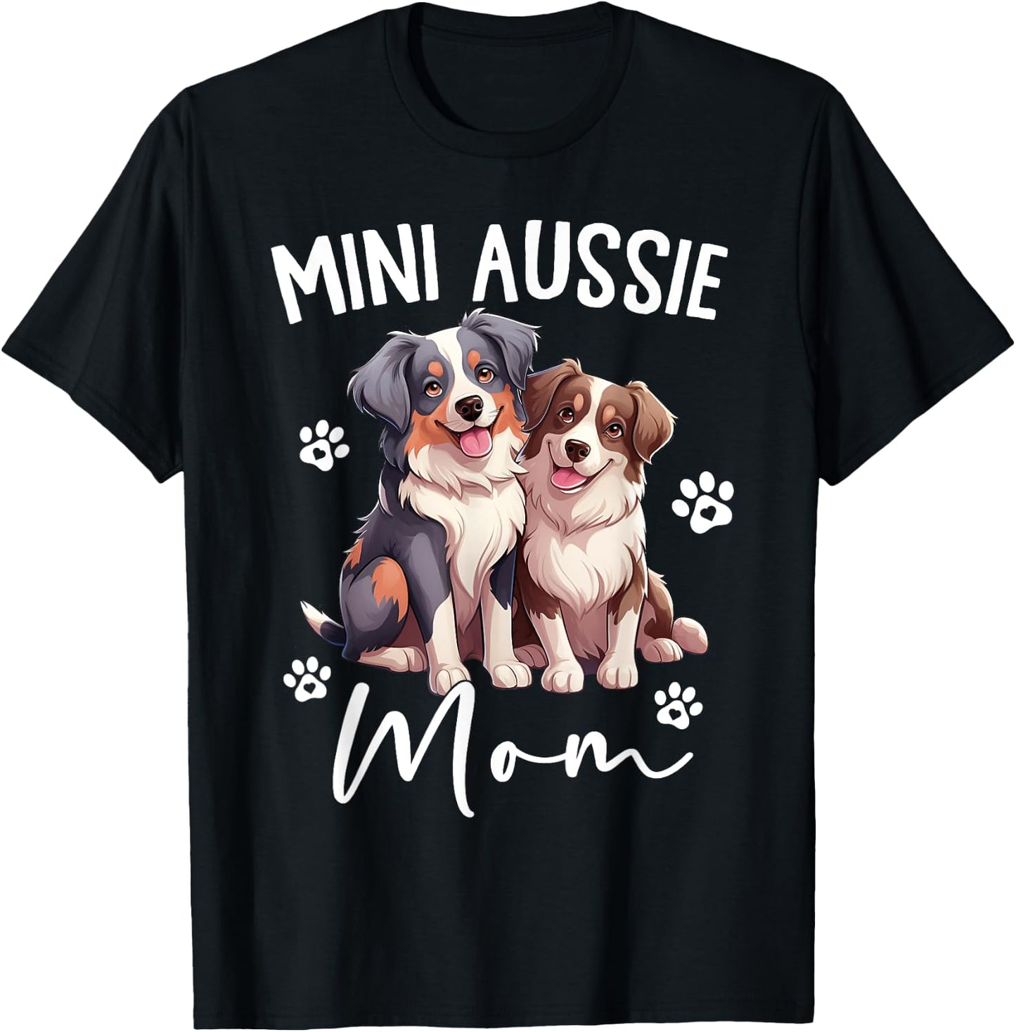 Aussie Mom Australian Shepherd World's Best Mini Aussie Mom T-Shirt - T-Shirt | Black