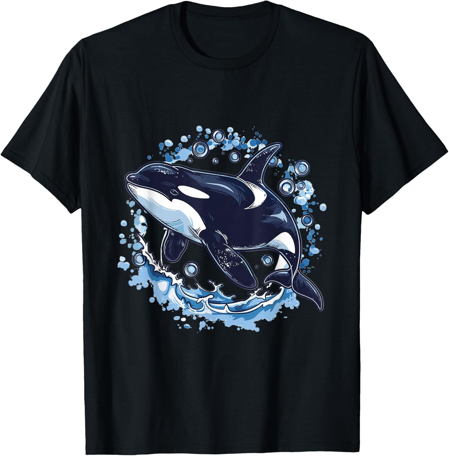 Orca Whale Bubbles Graphic T-Shirt - T-Shirt | Black