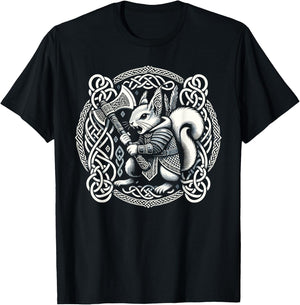 Warrior Squirrel Ratatoskr Borre Style Norse Mythology T-Shirt - T-Shirt | Black