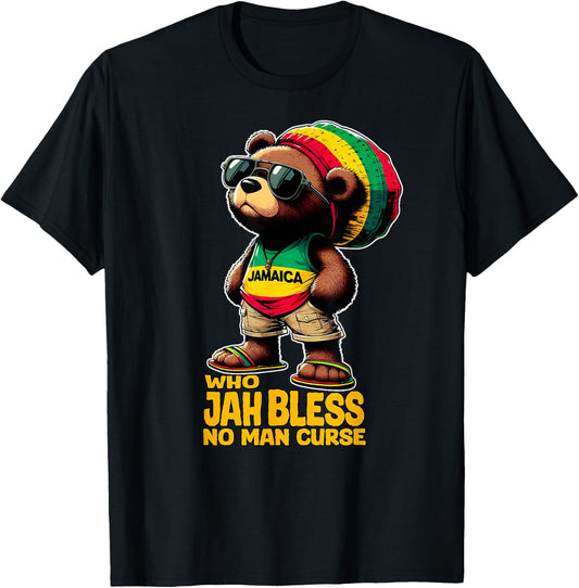 JAMAICA Cute Rasta Bear Jah Bless Reggae Roots , Black, S T-Shirt - T-Shirt | Black