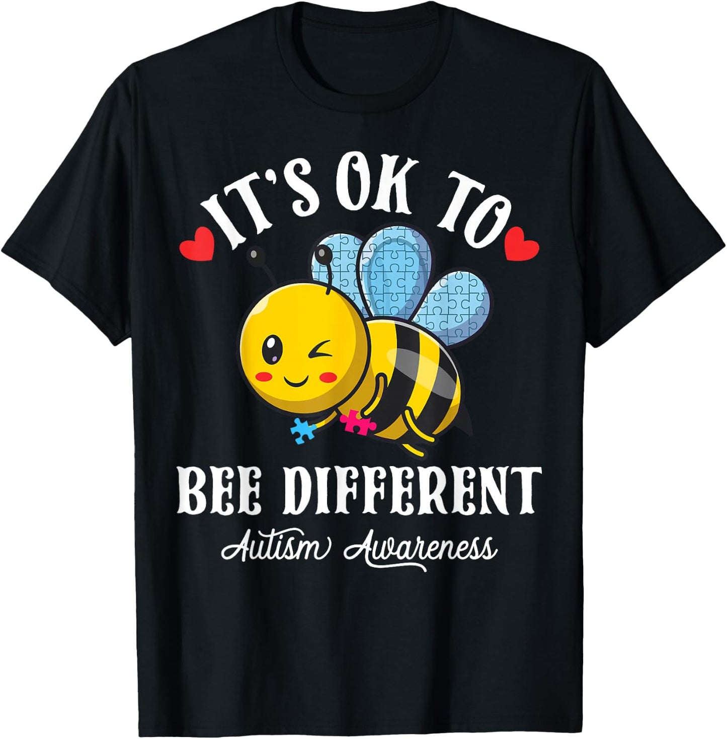 Autism Awareness Bee It's Ok to Be Different Autistic Bees T-Shirt - T-Shirt | Black