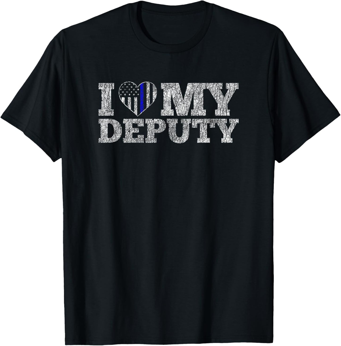Vintage Retro Love my Deputy Sheriff Wife T-Shirt - T-Shirt | Black