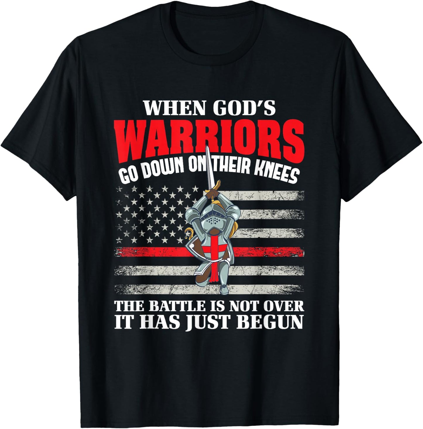 Gods Warrior Christian American Soldier US Flag Bible Prayer T-Shirt - T-Shirt | Black