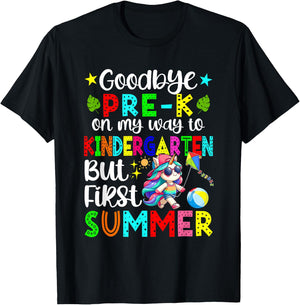 Goodbye Pre-K On Way To Kindergarten Unicorn Sunglasses T-Shirt - T-Shirt | Black