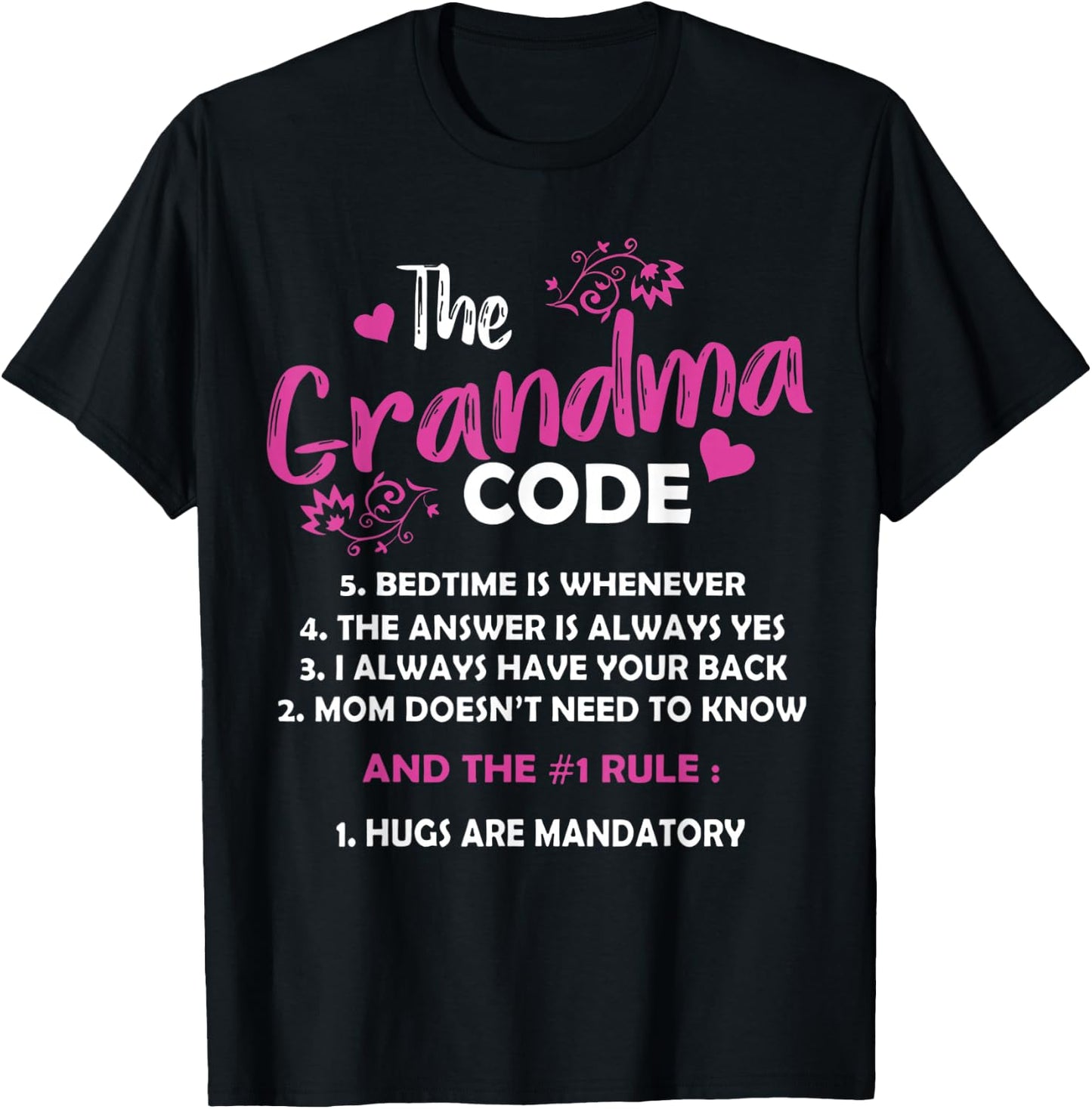 Funny Grandma Grandmother Rules - Women's Classic Fit Black Short Sleeve Cotton Blend - Small T-Shirt - T-Shirt | Black