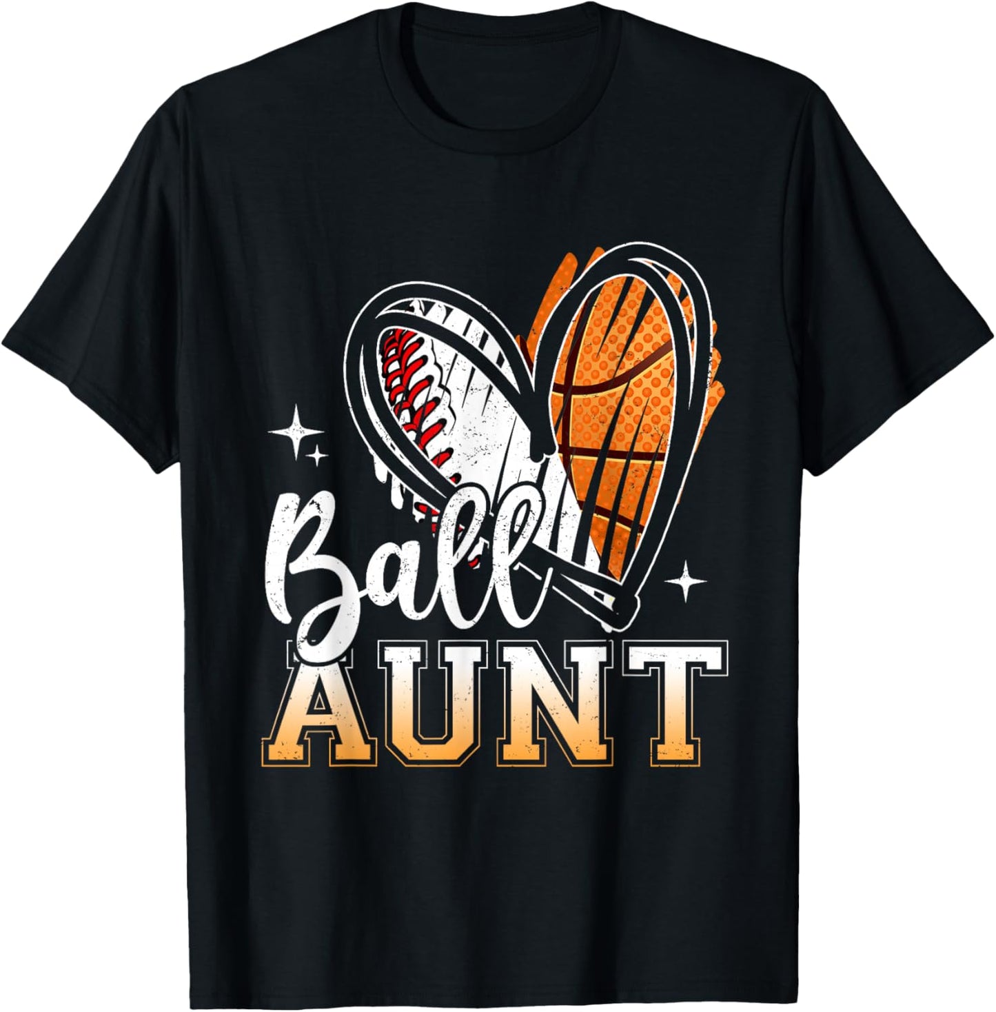 Ball Aunt Baseball Basketball Aunt Mothers Day T-Shirt - T-Shirt | Black