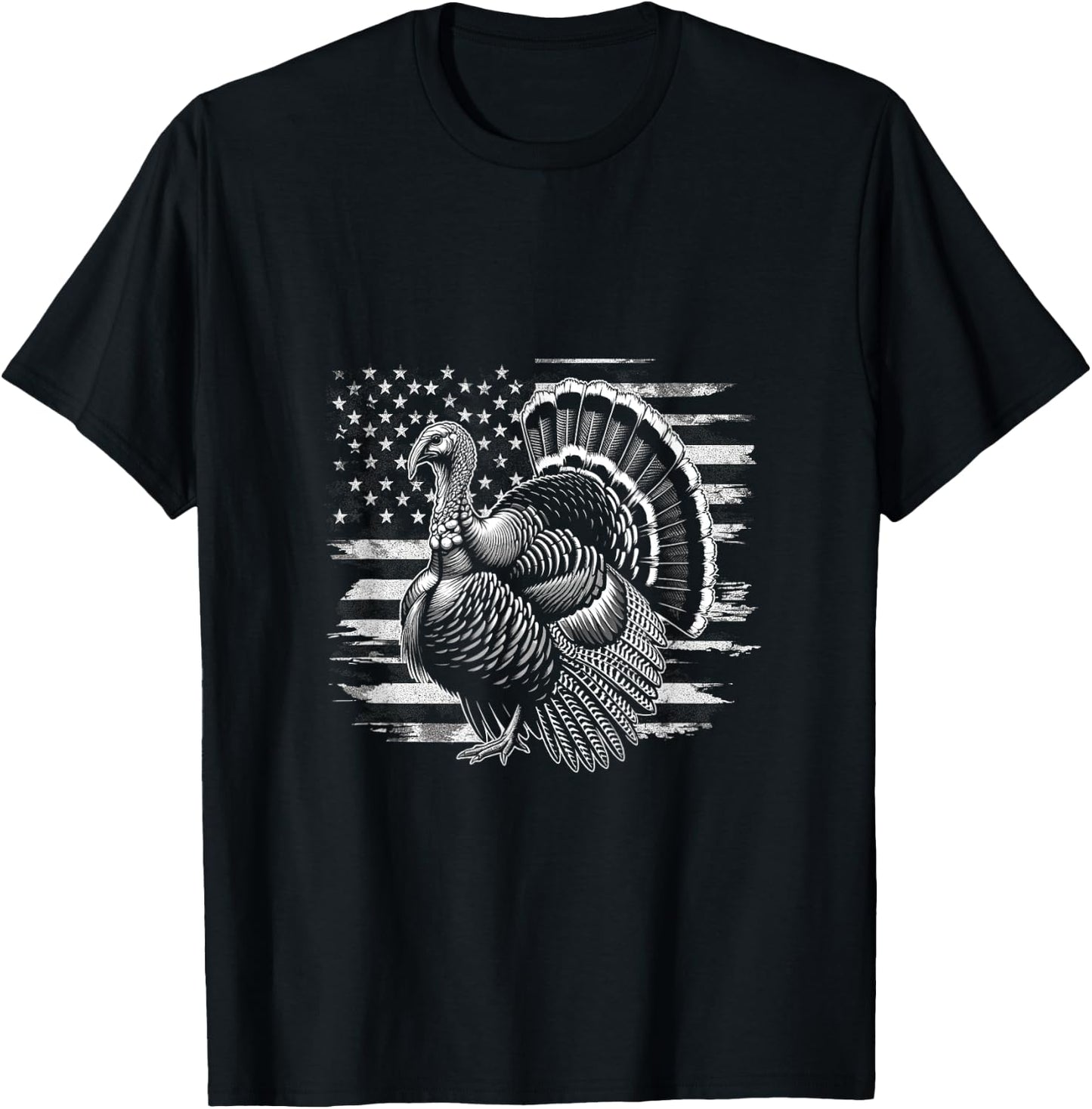 Wild Turkey American Flag USA Flag T-Shirt - T-Shirt | Black
