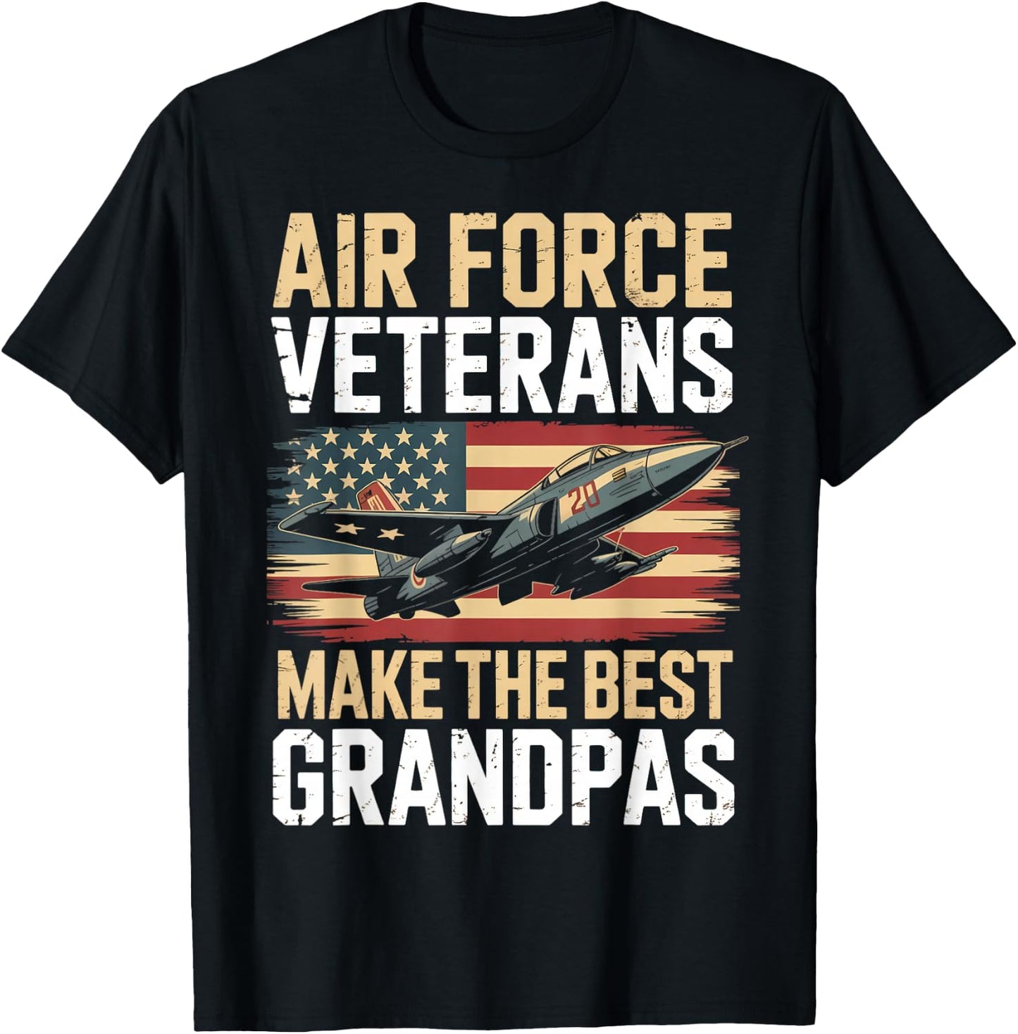 Air Force Grandpa American Patriotic Fighter Pilot Veteran T-Shirt - T-Shirt | Black