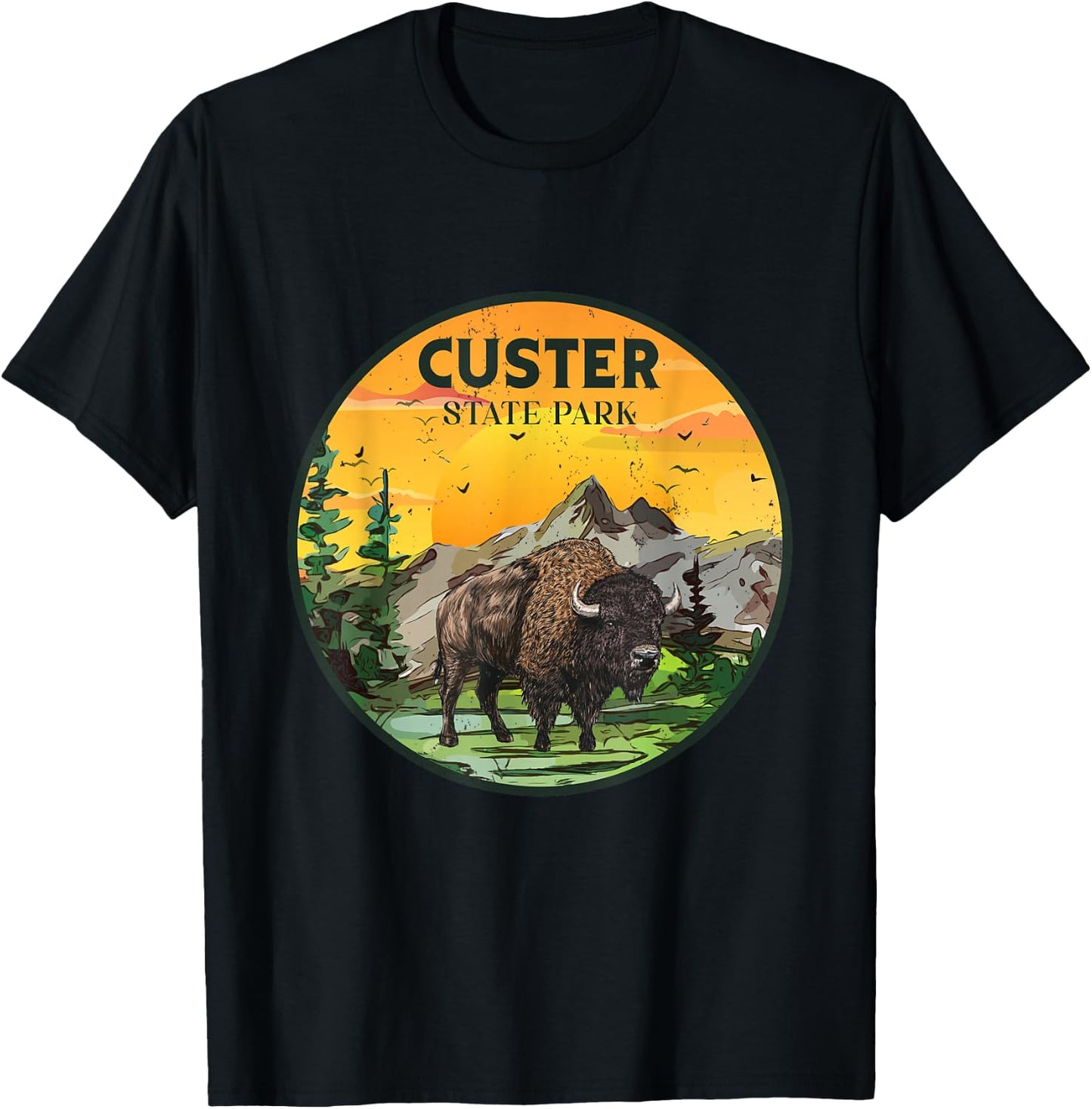 Custer State Park South Dakota Bison Outdoor Hiking Camping T-Shirt - T-Shirt | Black