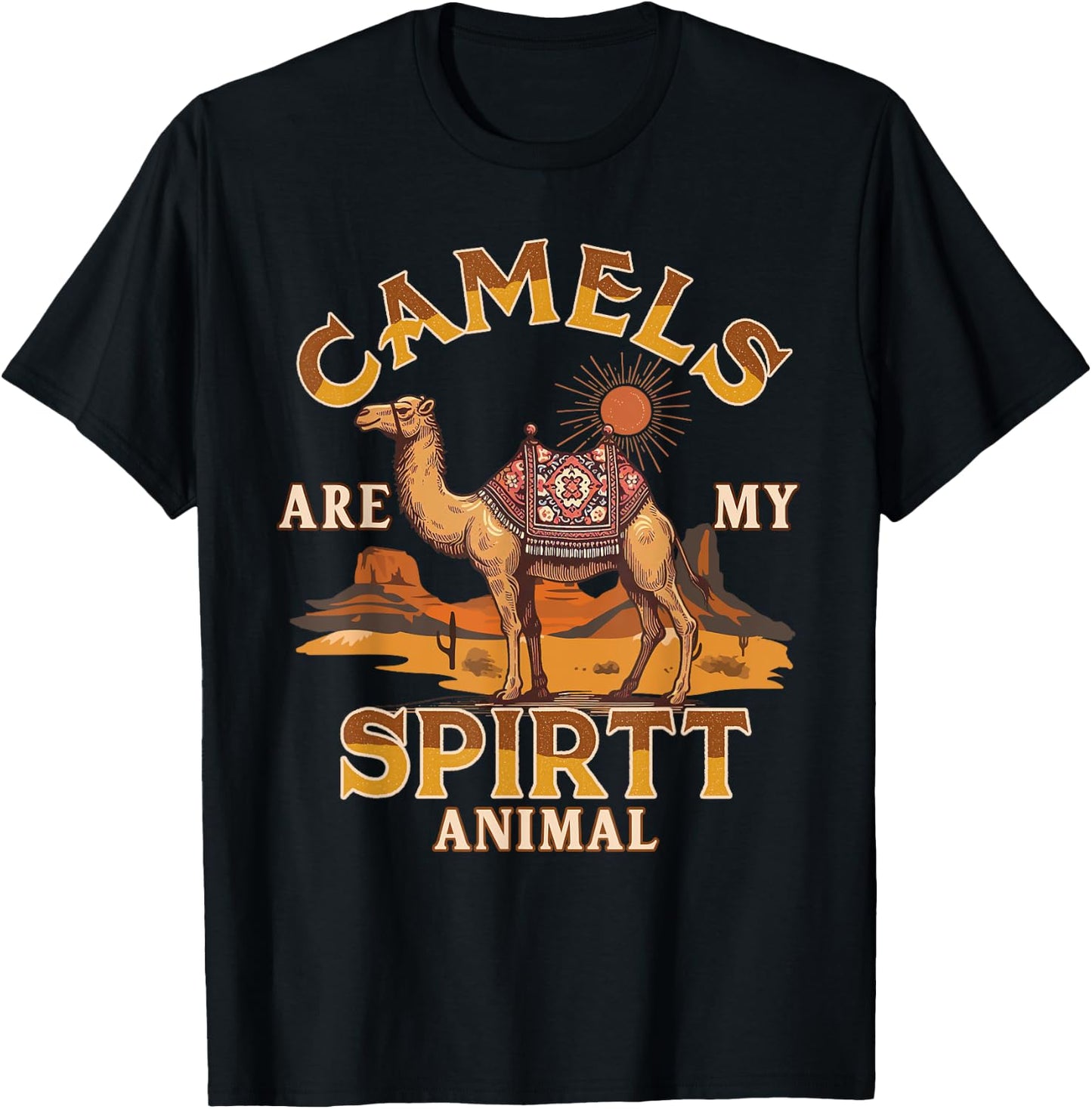 Camel Lover Desert Vibes Camels Are My Spirit Animal T-Shirt - T-Shirt | Black