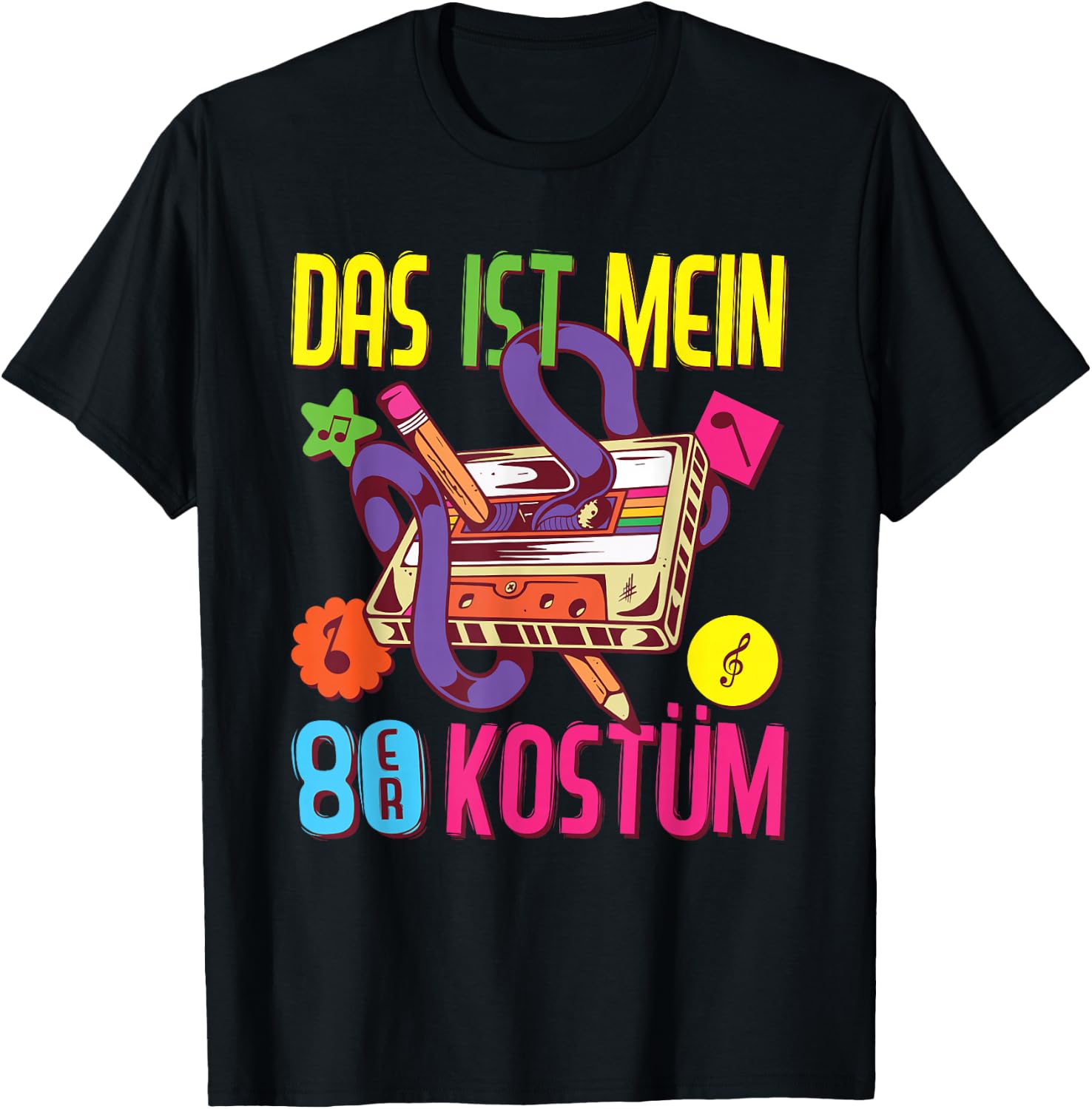 80er Jahre Outfit Damen Herren Das ist mein 80er Kostüm 1980 T-Shirt - T-Shirt | Black