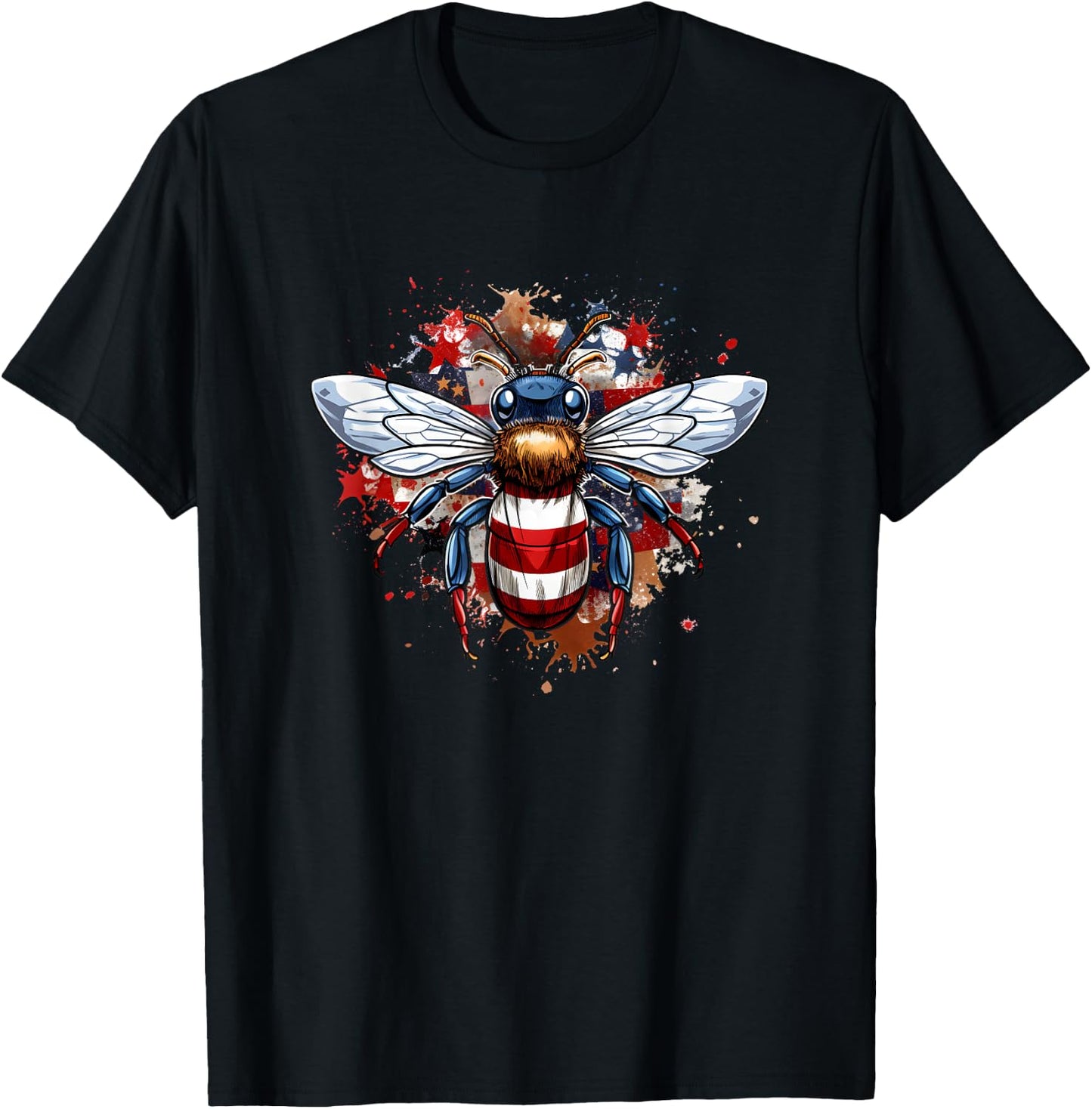 Veterans day, 4th of July patriotic bee usa flag T-Shirt - T-Shirt | Black