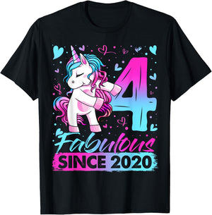 4 Years Old Flossing Unicorn Gifts 4th Birthday Girl Party T-Shirt - T-Shirt | Black